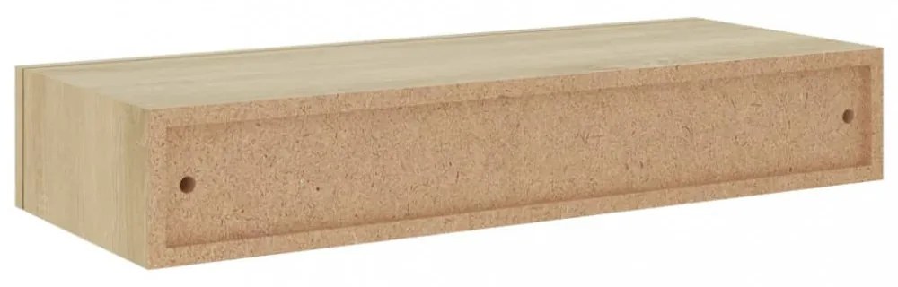 tölgyszínű MDF falra szerelhető fiókos polc 60 x 23,5 x 10 cm