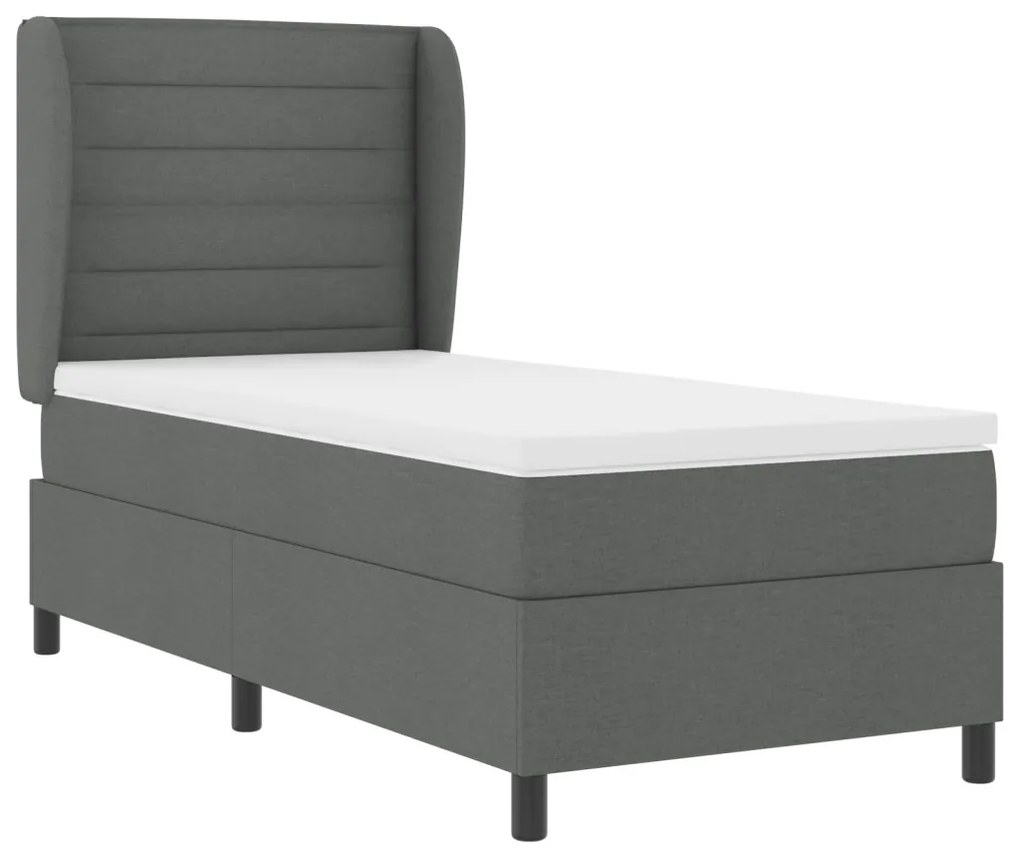 Boxspring Ágy Matrac Kárpitozott Szürke színben, 90x190 cm