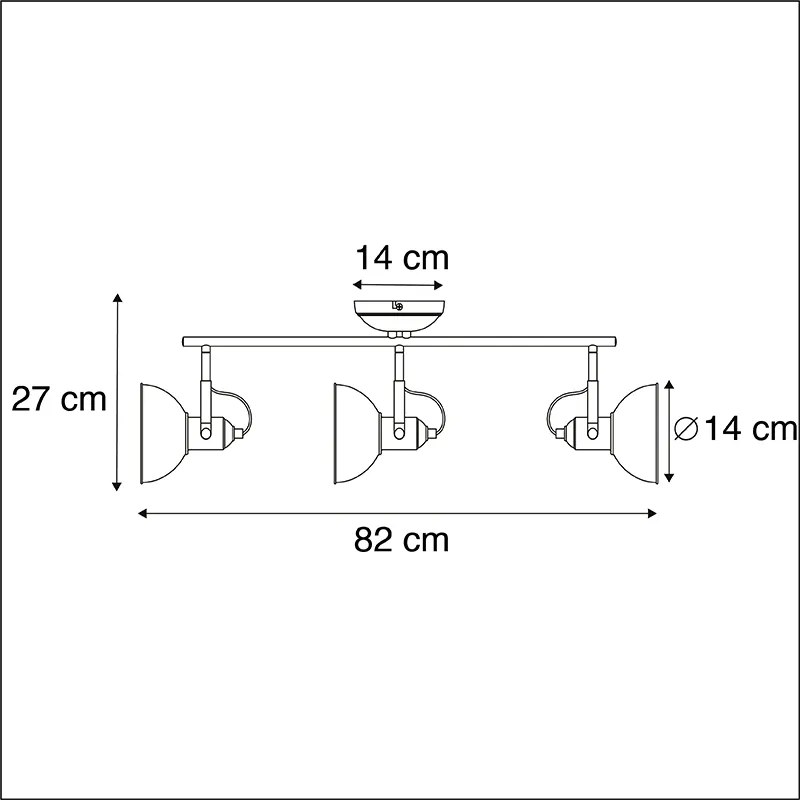 Romantikus reflektor réz 3-lámpás - Tommy