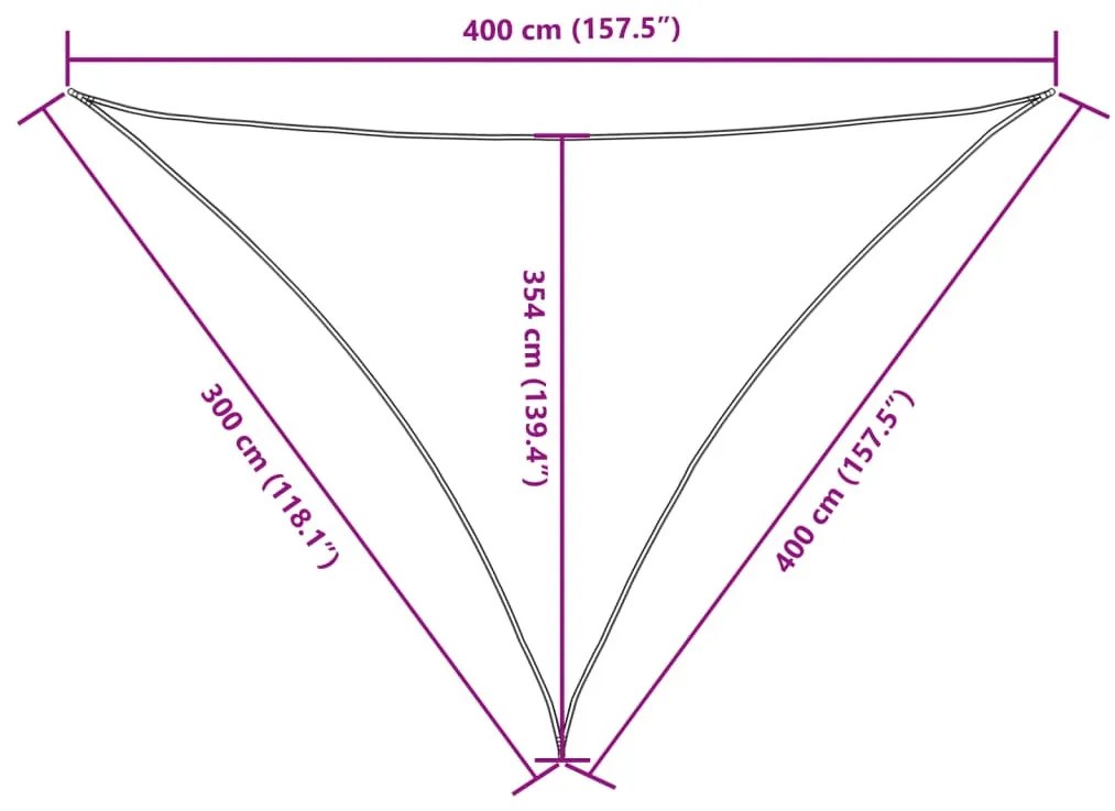 fehér háromszögű oxford-szövet napvitorla 3 x 4 x 4 m