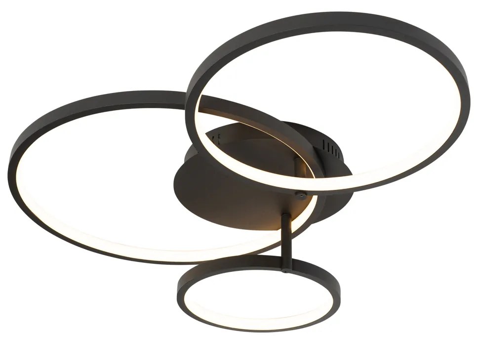 Okos mennyezeti lámpa fekete 3-lámpás távirányítóval - Rondas