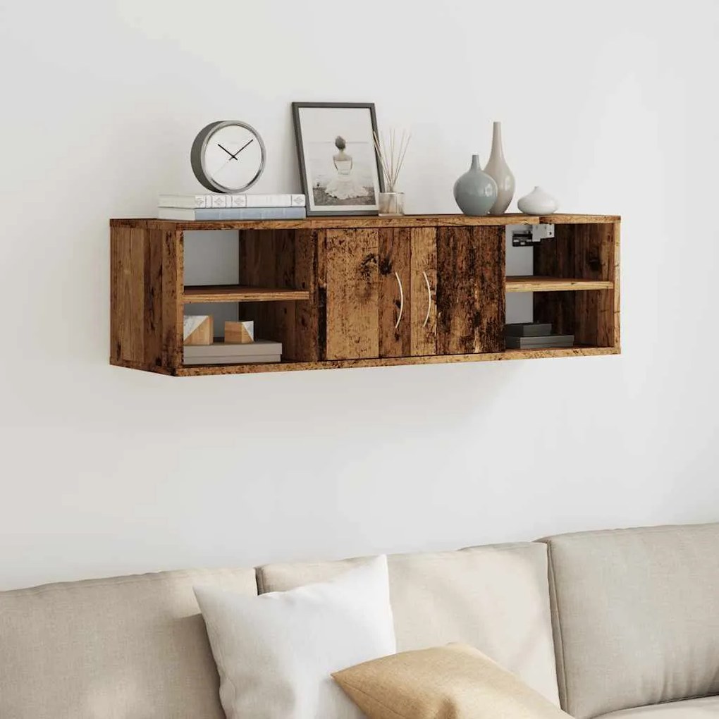 antik fa színű szerelt fa faliszekrény 101x30x29 cm