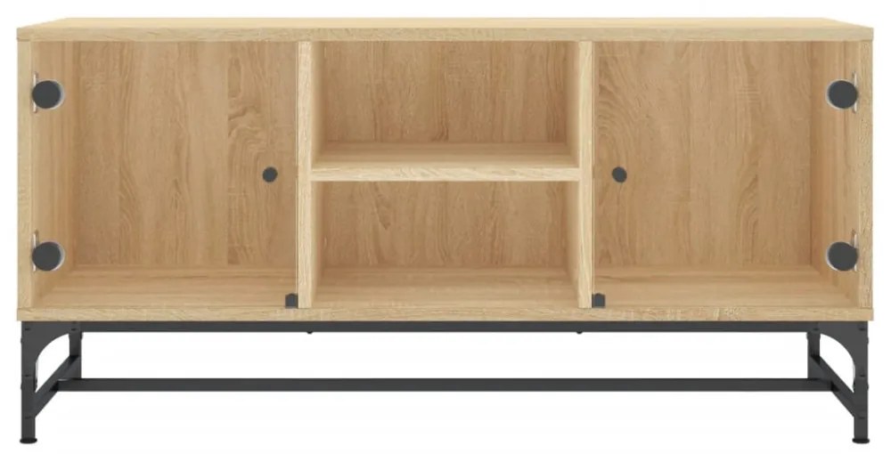 sonoma tölgy színű TV-szekrény üvegajtókkal 102 x 37 x 50 cm