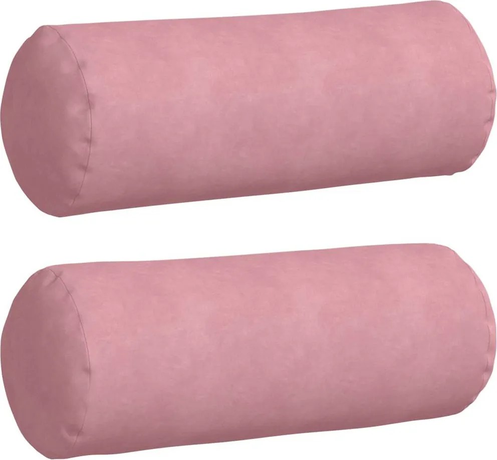 vidaXL Hengerpárnák 2 pcs Rózsaszín Ø 25 x 70 cm Bársonyos szövet