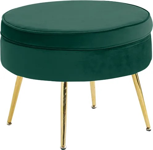 Luxus zsámoly/puff, smaragd Velvet szövet/króm arany, Art-deco, NOBLIN TYP 1