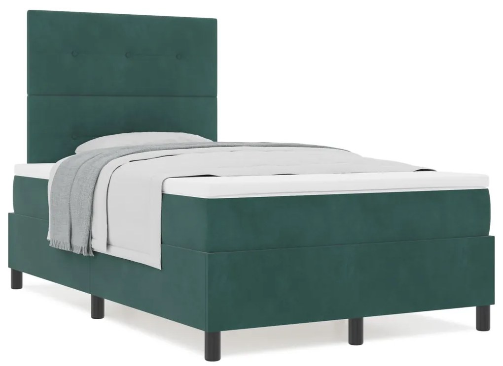 Boxspring Ágy Matraccal Sötét Zöld Kis Kettős Bársony