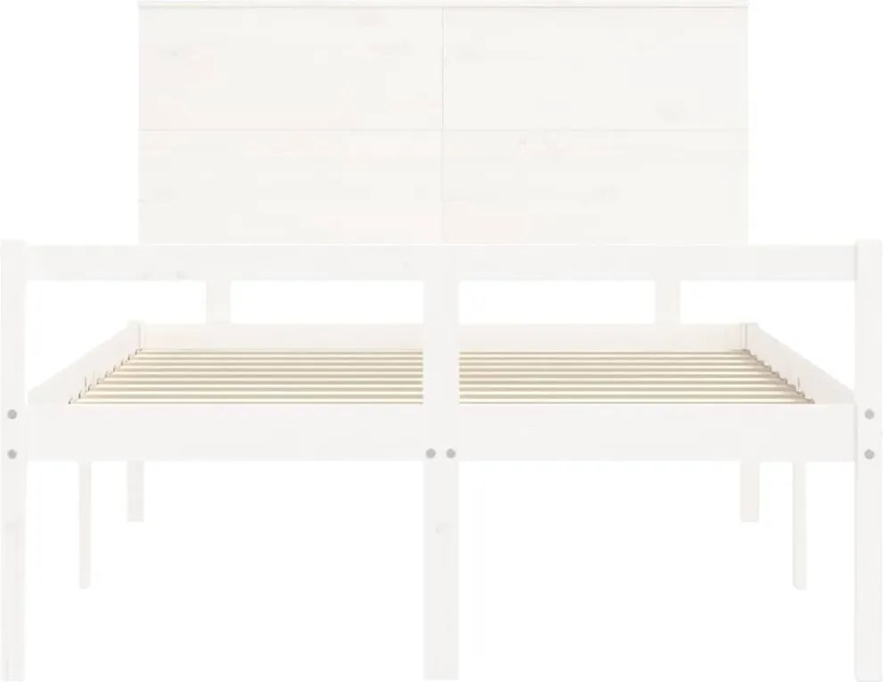 Fehér tömör fa ágy időseknek fejtámlával 140x200 cm