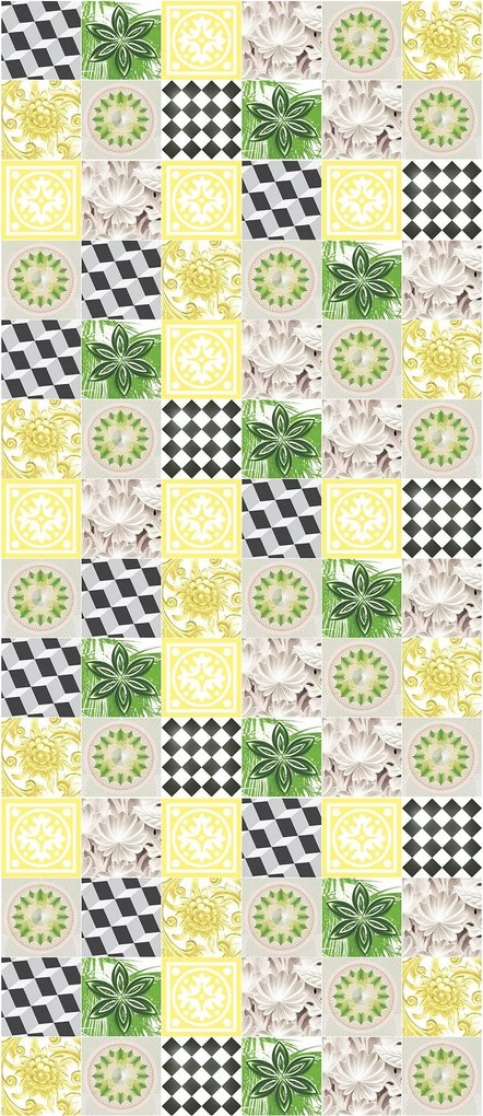 Fotótapéta Virágos kert mozaik geometria absztrakt 91x211 +ragasztó