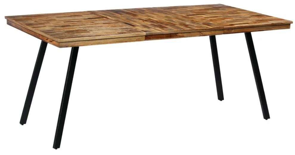 tömör újrahasznosított tíkfa/acél étkezőasztal 180 x 90 x 76 cm