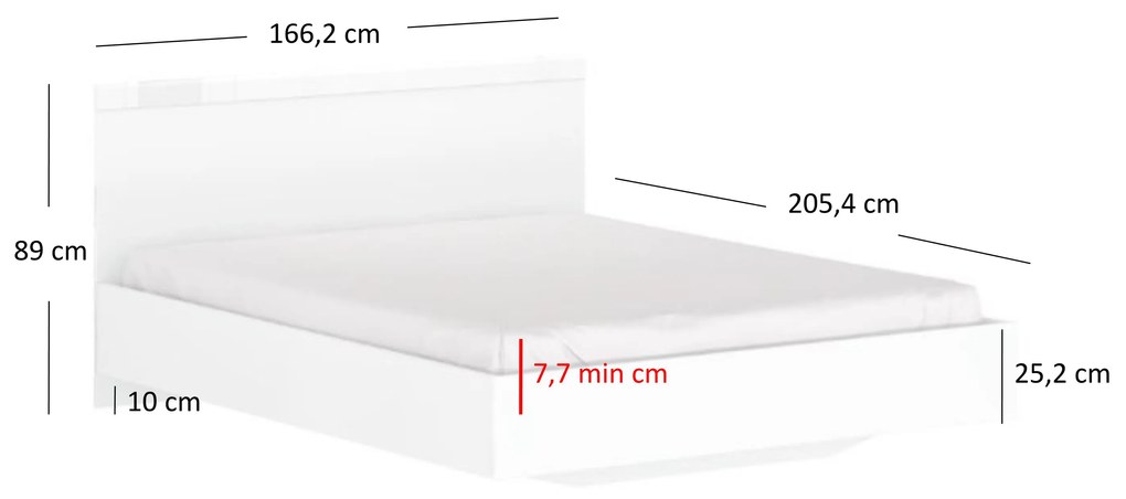 Franciaágy 160 cm Leona (fehér) (matrac és ágyrács nélkül). 1053003