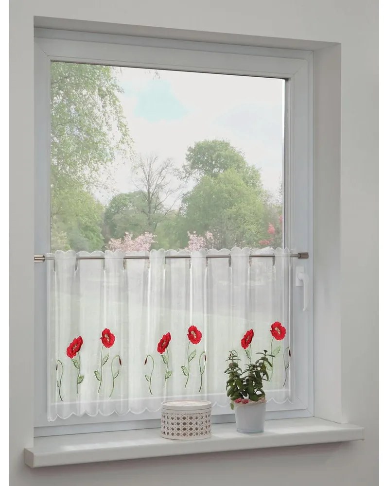 Fehér fényáteresztő függöny 155x45 cm Poppies – Sehlbach