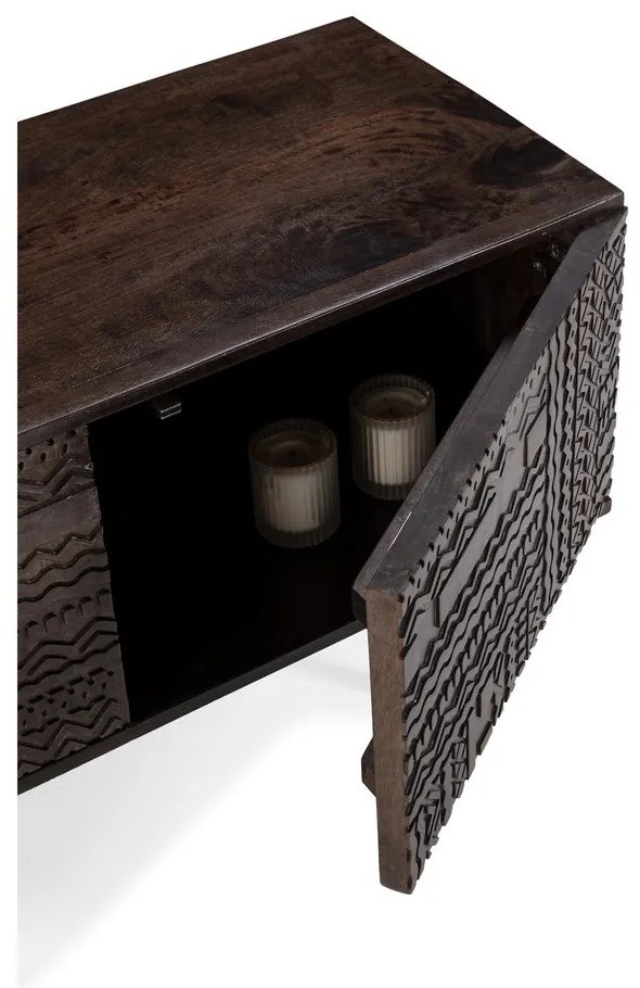 Sötétbarna mangófa TV-állvány 145x48x40 cm Kalai – MOME