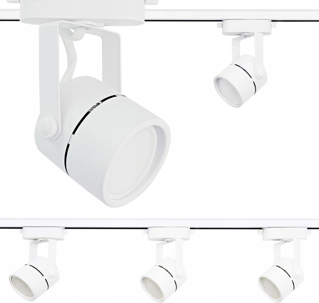 3x Spot Reflektor Szett Mozgatható Fehér GU10 Sín 1m 100cm