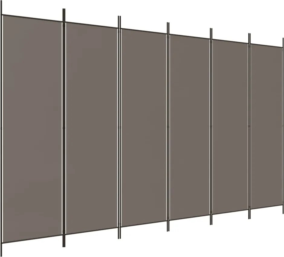 vidaXL 6 paneles antracitszürke szövet térelválasztó 300 x 220 cm