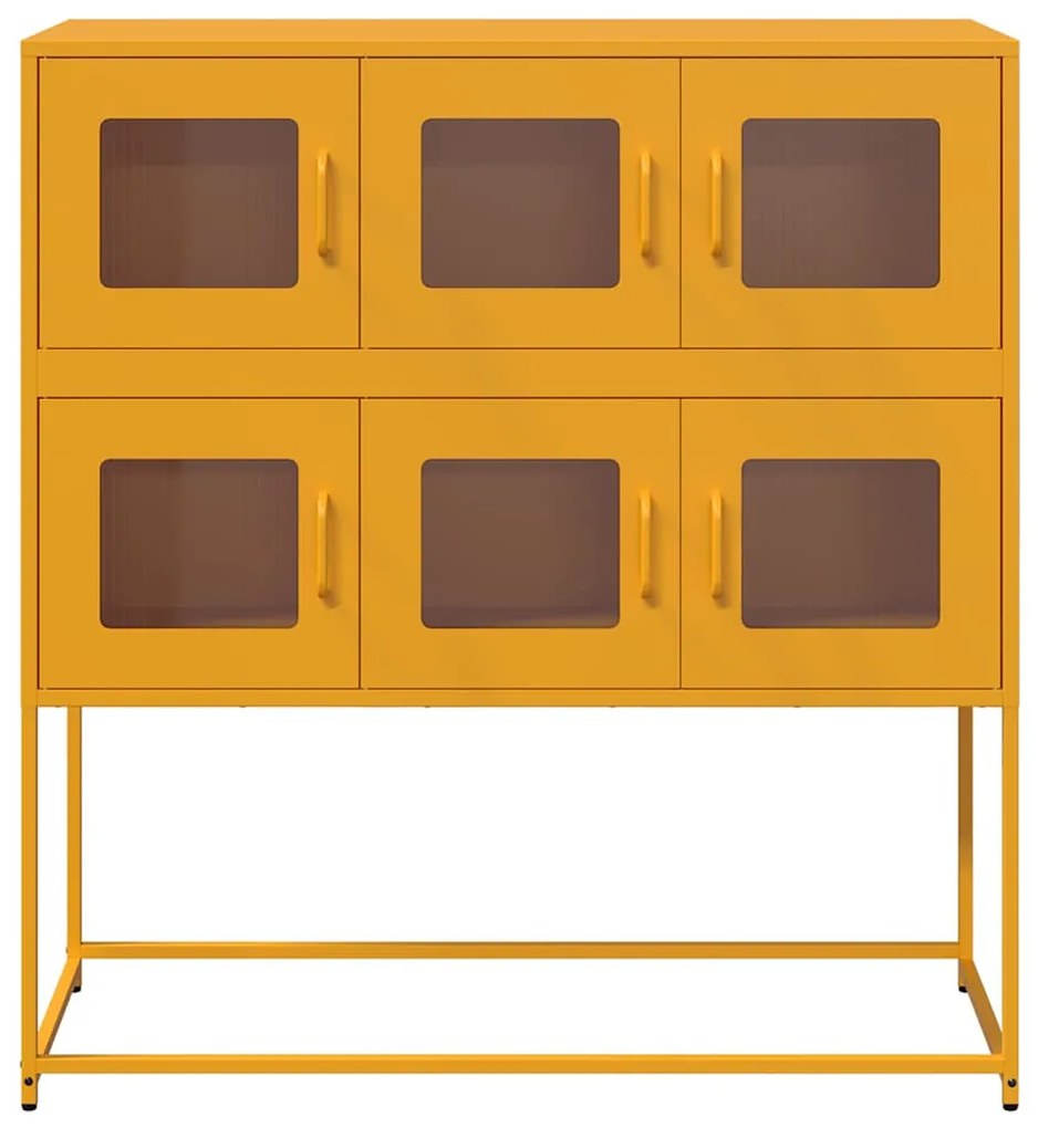mustársárga hideghengerelt acél tálalószekrény 100,5x39x107 cm