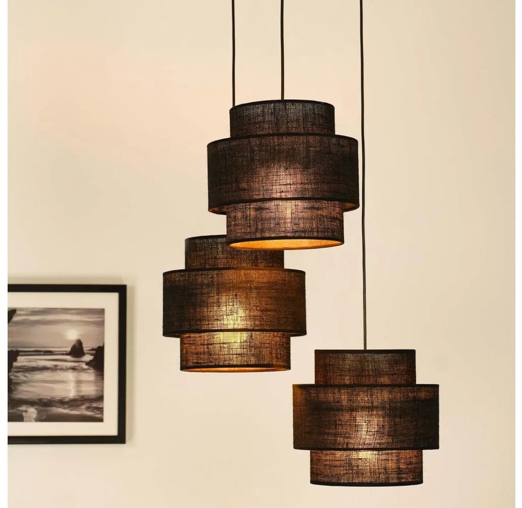 Brilagi - SPACE YUTE 3xE27/15W/230V fekete függeszték kábellel