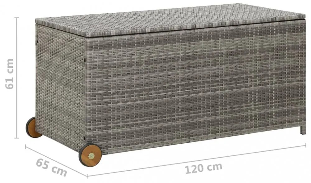 világosszürke polyrattan kerti tárolóláda 120 x 65 x 61 cm