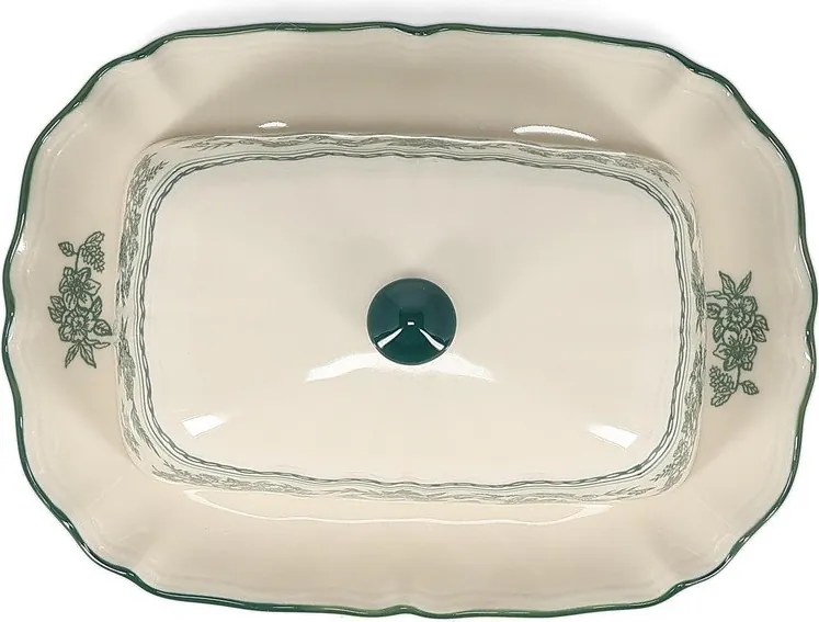 Zöld-elefántcsont színű porcelán vajtartó Cyril – S|P Collection