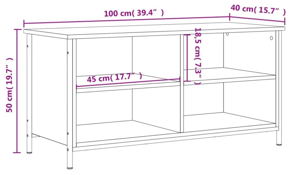 szürke sonoma színű szerelt fa TV-szekrény 100x40x50 cm