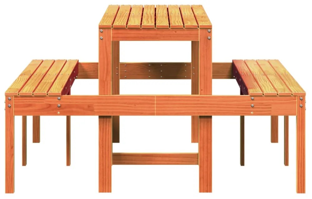 viaszbarna tömör fenyőfa piknik asztal 160 x 134 x 75 cm