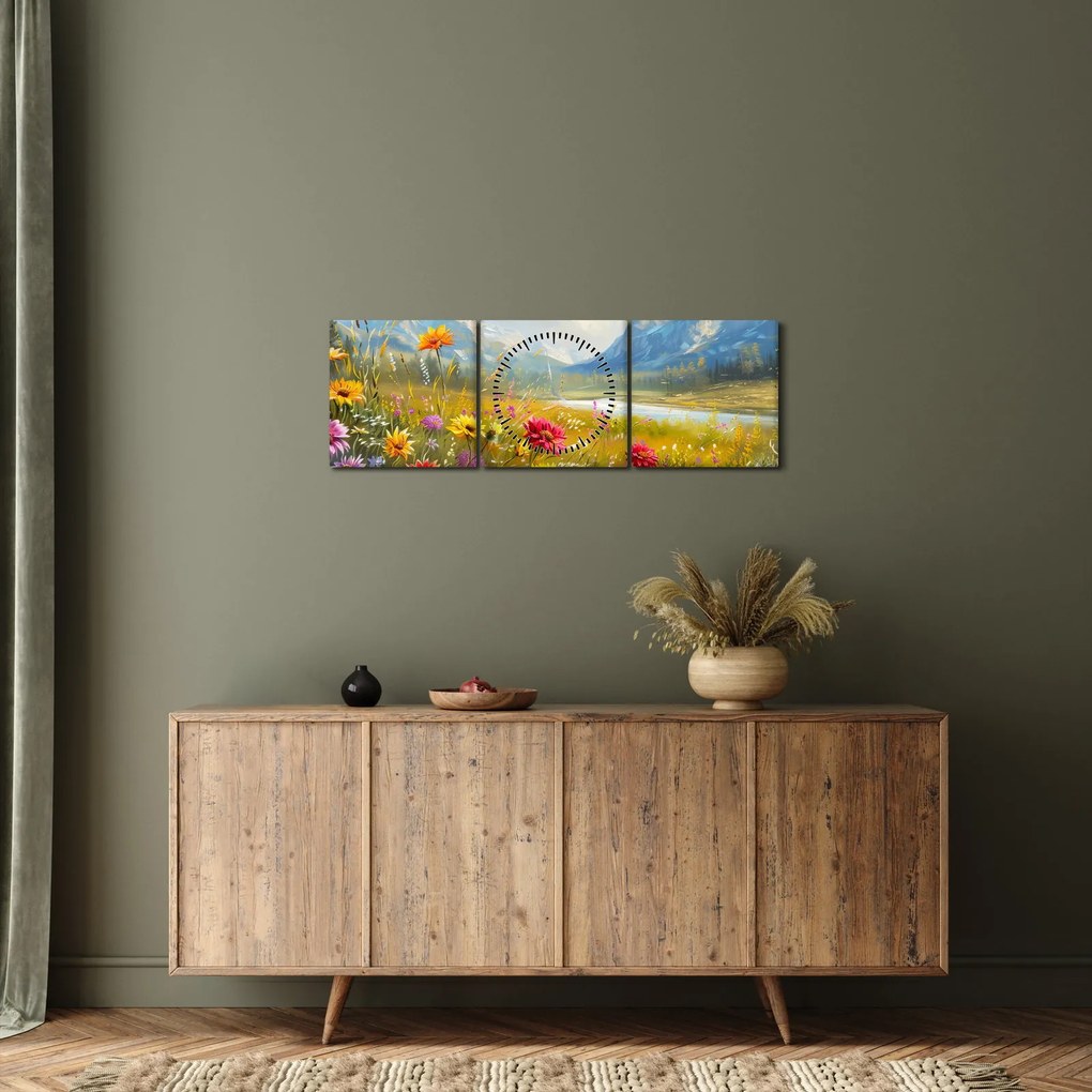 Kép - Festett táj (órával) (90x30 cm)