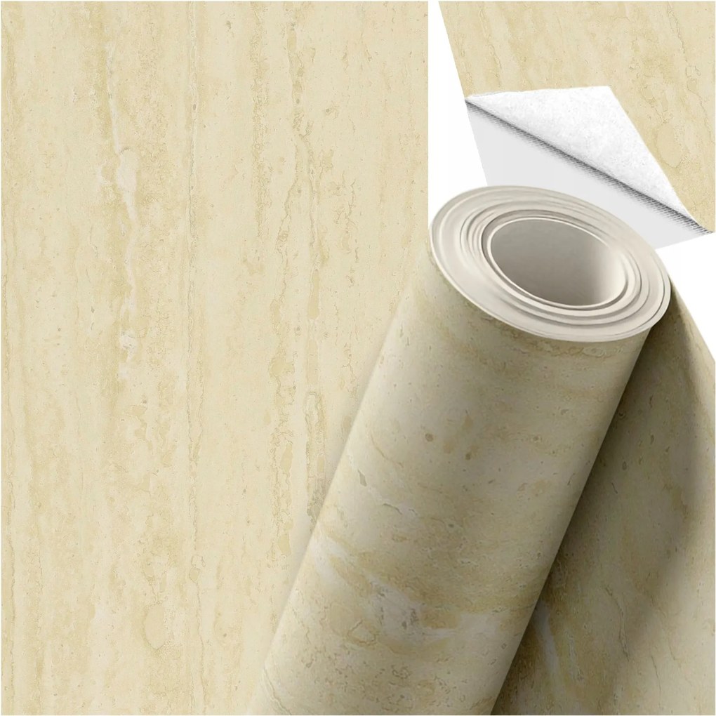 Öntapadós Fali Tapéta tekercsben ragasztóval Travertin Bézs 5m x 60cm