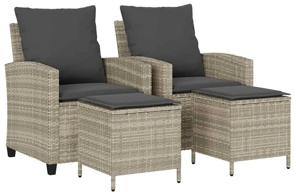 4 részes világosszürke polyrattan kerti ülőgarnitúra párnákkal