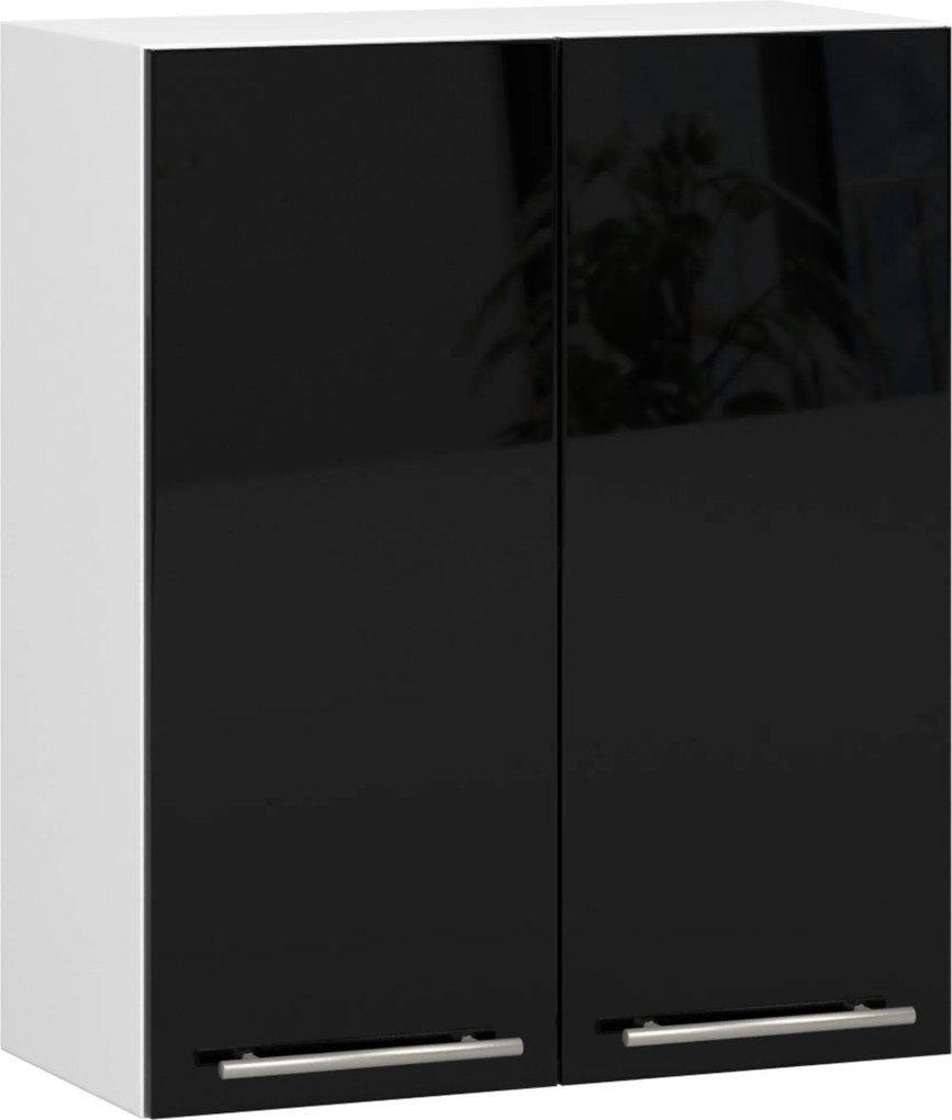 Akasztós Konyhaszekrény Olivia W60 H720 Fehér-fekete Fényes Akd