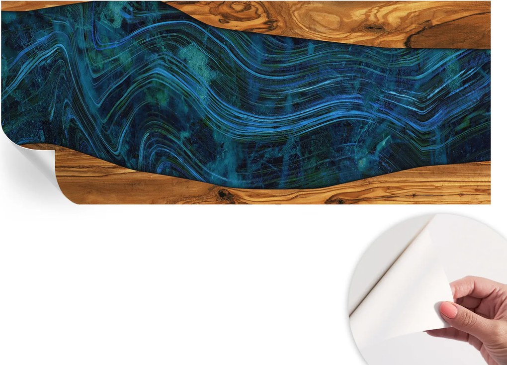 Modern öntapadós fali fotótapéta Kék fa 250x104 cm