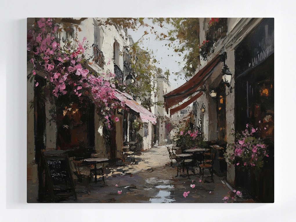 Vászonkép Canvas Város Utca Kávézók Kocsma Virágok Rózsák 80x60