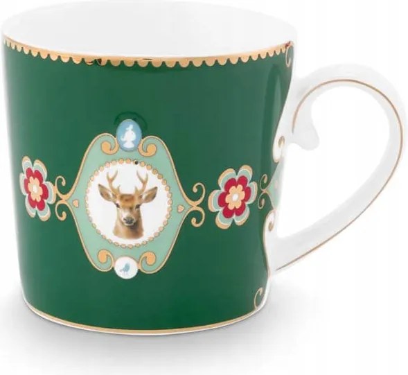 Love Birds Medallion Deer Dark Green Pip Studio bögre, 190 ml