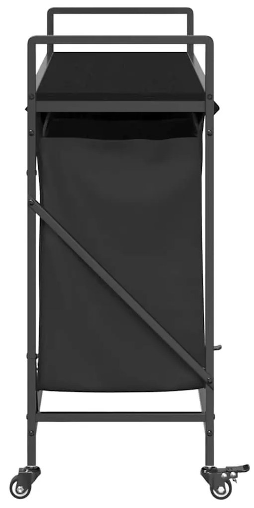 fekete tölgyfa mosodai kosár 3 rekeszes kerekekkel