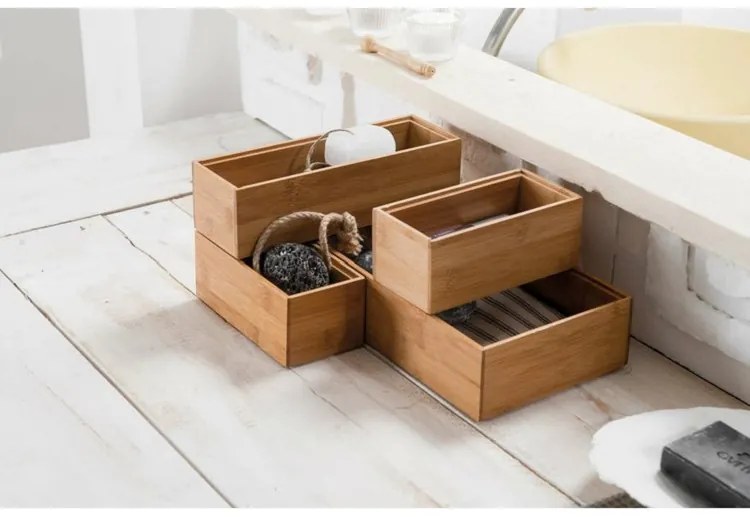 Szervező Compactor Bamboo Box, 30 x 7,5 x 6,35 cm, natúr fa