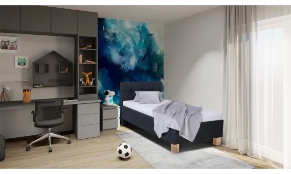 Kárpitozott ágy matraccal és tárolóhellyel MARIA ONE 90x200 cm antracit