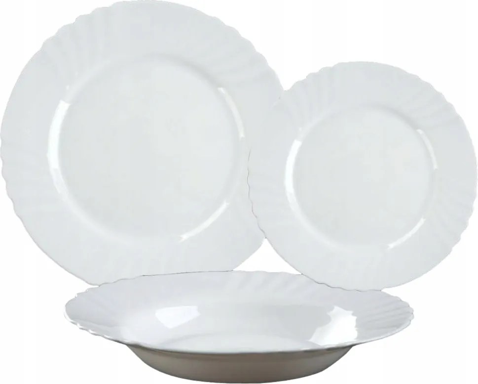 Eva étkészlet edzett üveg fehér tányérok 18 részes