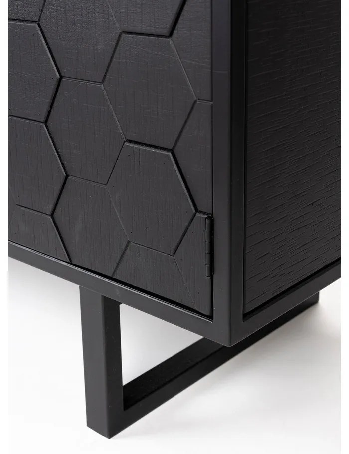 Fekete borovi fenyő alacsony komód 140x58 cm Linc – White Label