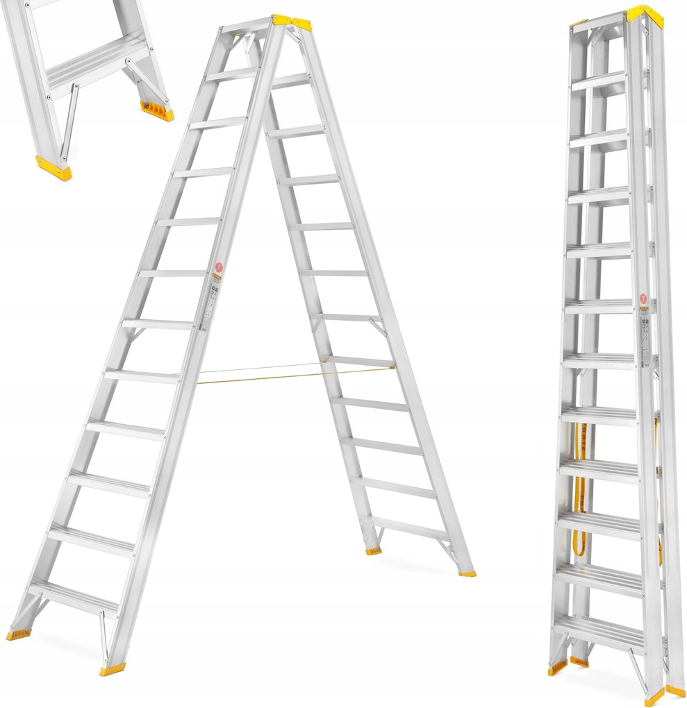 Prémium Építőipari szerelőlétra 2x12 455cm 4,55m Kétoldalas Aloss