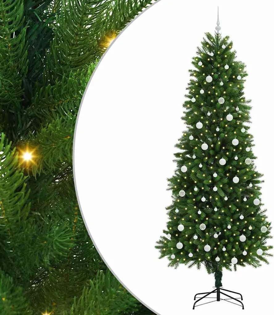 vidaXL Karácsonyfa 300 LED-del állvánnyal Zöld 240 cm PE