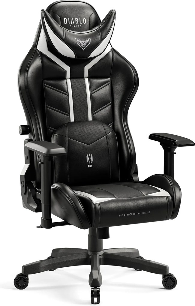 Gamer szék műbőr Small Size, fekete-fehér: Diablo X-Ray 2.0