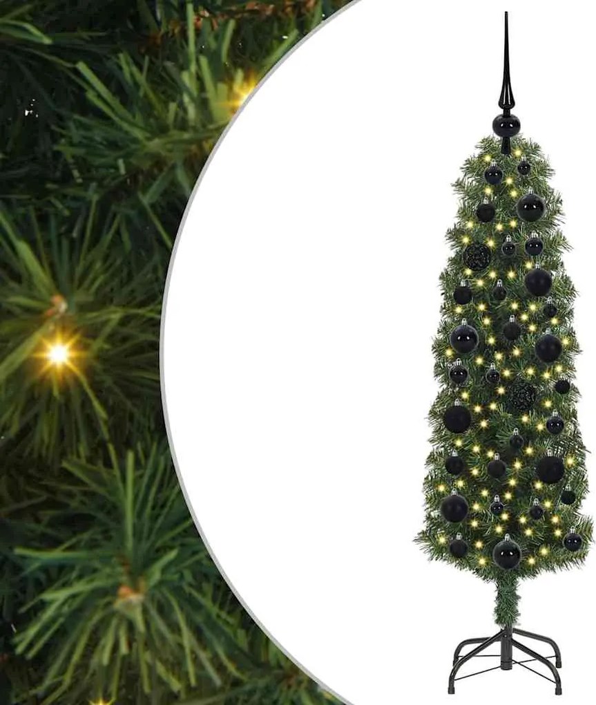 vidaXL Mű karácsonyfa 150 LED-del Zöld 120 cm PVC, acél és műanyag