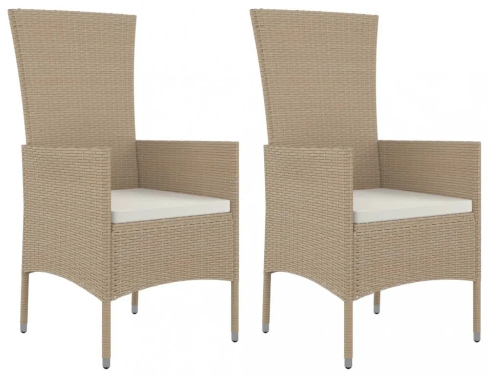 vidaXL 3 részes bézs polyrattan kerti étkezőgarnitúra párnákkal