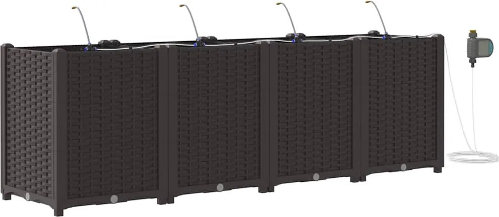 vidaXL Kerti cserép 4 pcs Barna Acél