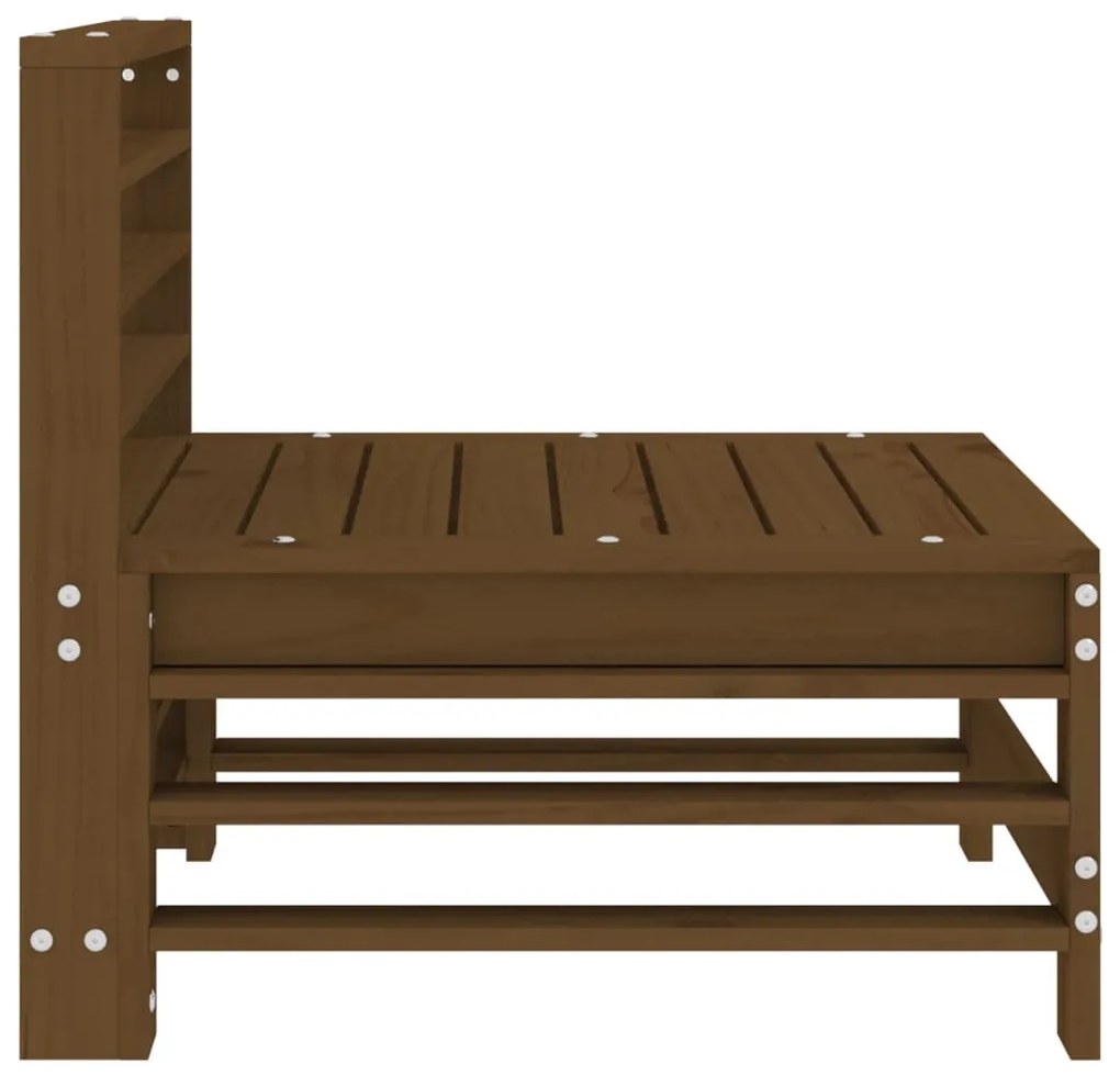 2 db mézbarna tömör fenyőfa kerti középső kanapé