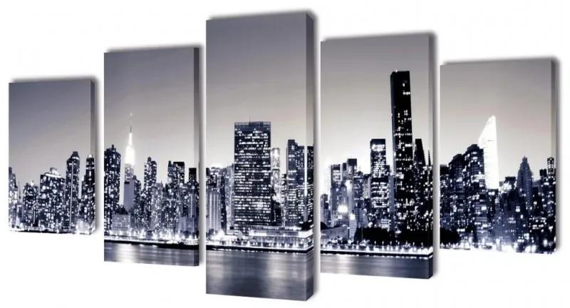 Vászon falikép szett monokróm new york-i Skyline 100 x 50 cm