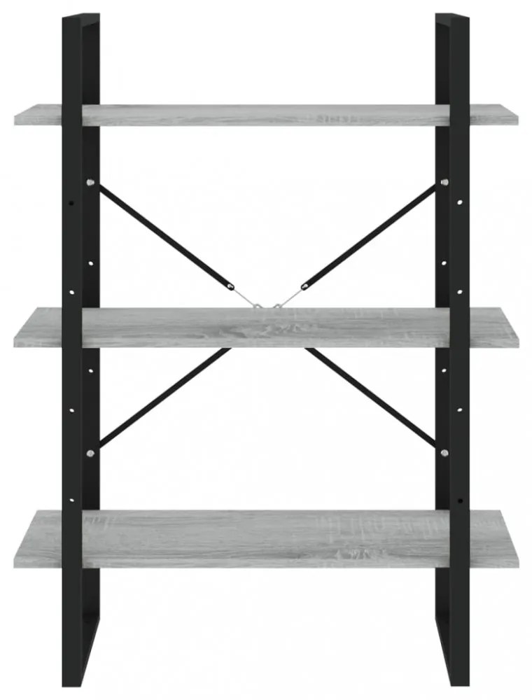 5 szintes szürke sonoma szerelt fa könyvszekrény 80x30x175 cm