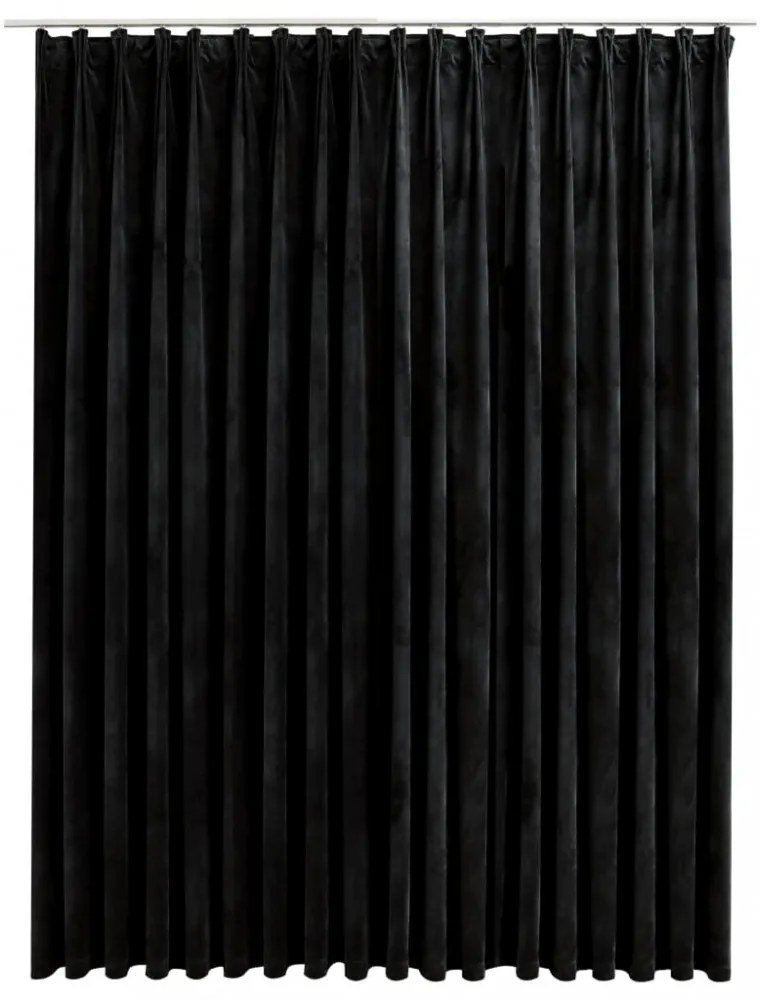 vidaXL fekete bársony sötétítőfüggöny kampókkal 290 x 245 cm