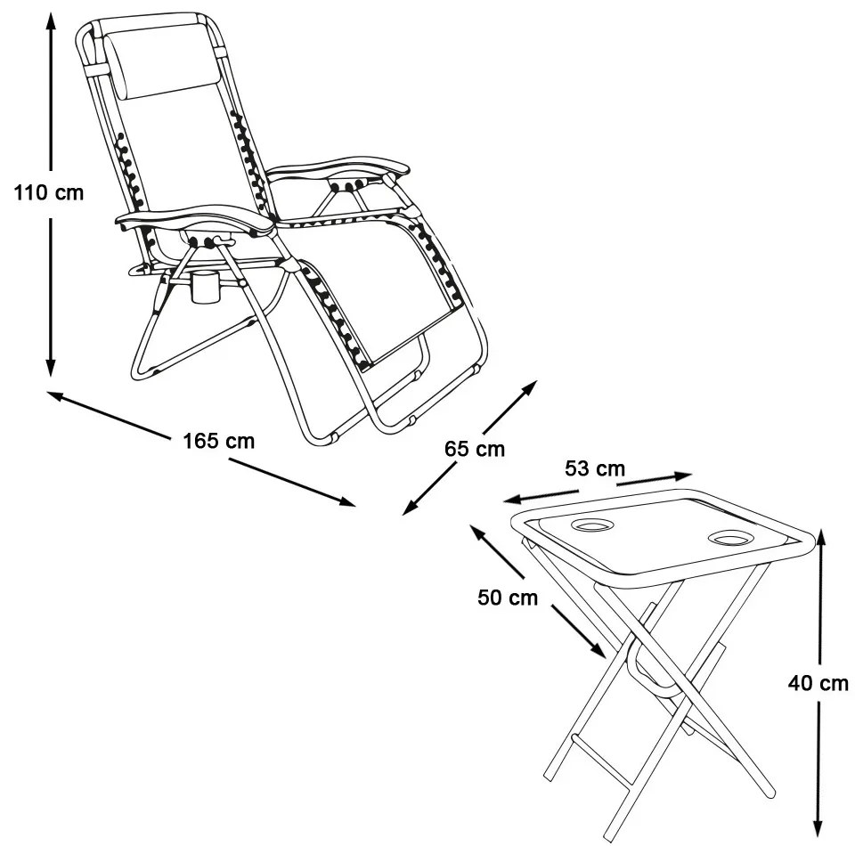 2 db zéró gravitáció kerti szék asztallal