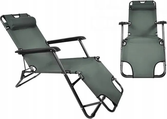 Kerti Strand Napozóágy Összecsukható 3 Pozíciós Szürke Túra Pihenő