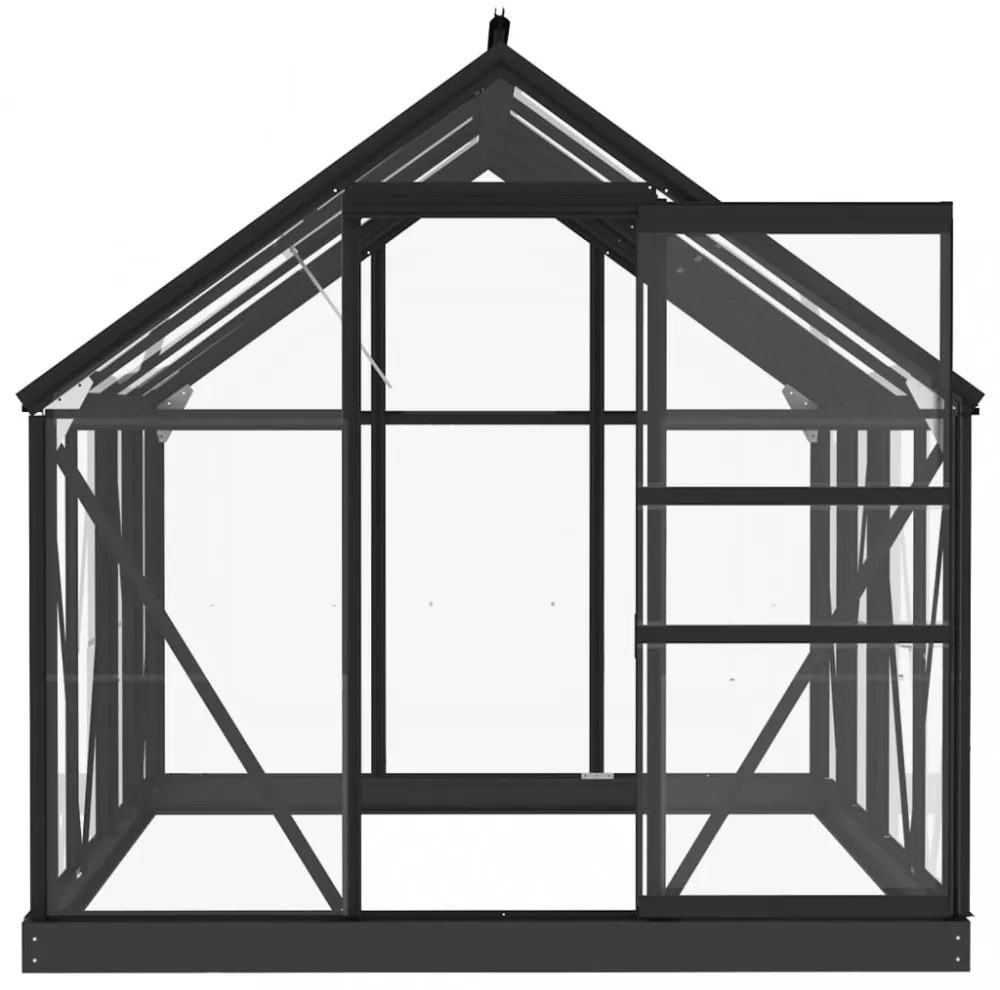 antracitszürke üveg és alumínium melegház 155 x 200,5 x 191 cm