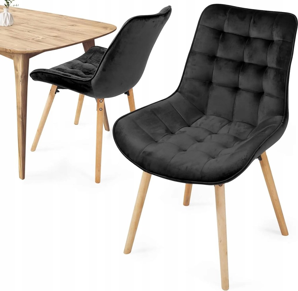 Skandináv stílusú étkezőszékek bársony ülőfelülettel és háttámlával, szettben